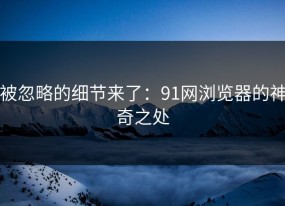 被忽略的细节来了：91网浏览器的神奇之处