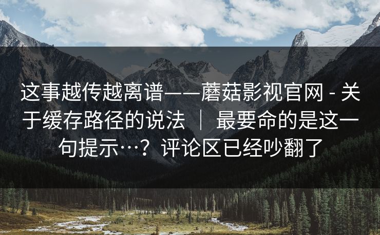 这事越传越离谱——蘑菇影视官网 - 关于缓存路径的说法 ｜ 最要命的是这一句提示…？评论区已经吵翻了