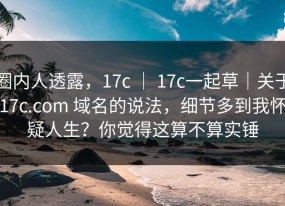 圈内人透露，17c ｜ 17c一起草｜关于17c.com 域名的说法，细节多到我怀疑人生？你觉得这算不算实锤